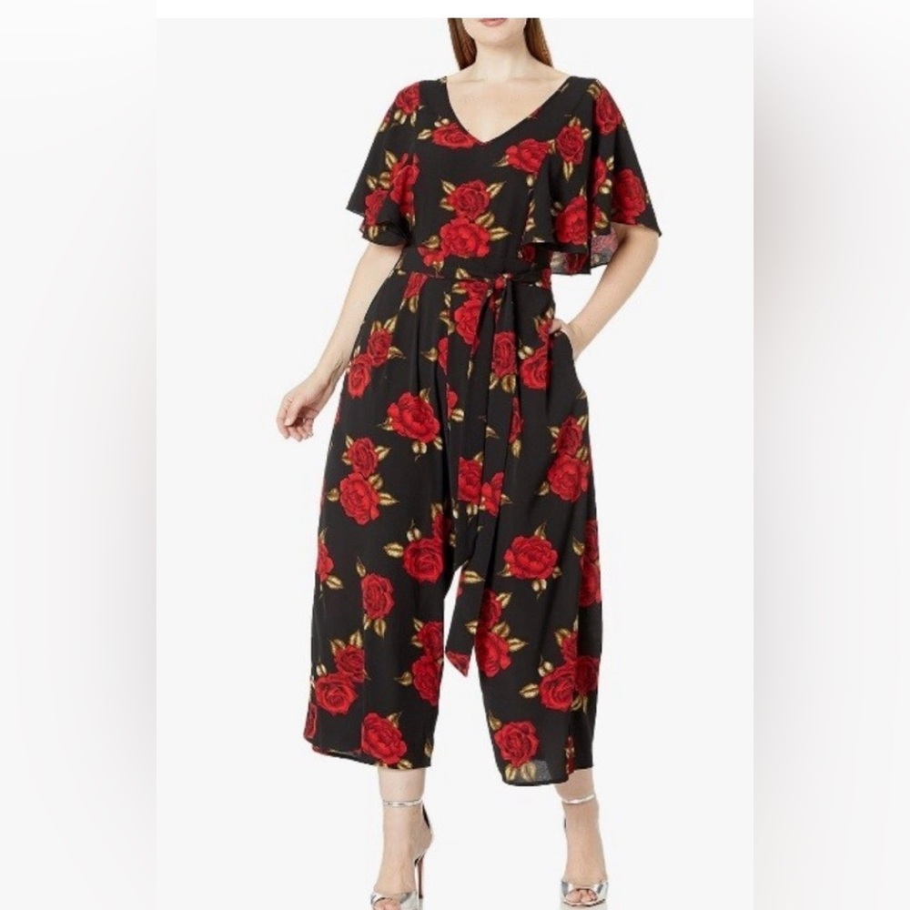 NWT City Chic Womens Rose Liason Jumpsuit, Multicoloured, Plus Size, XS/14W